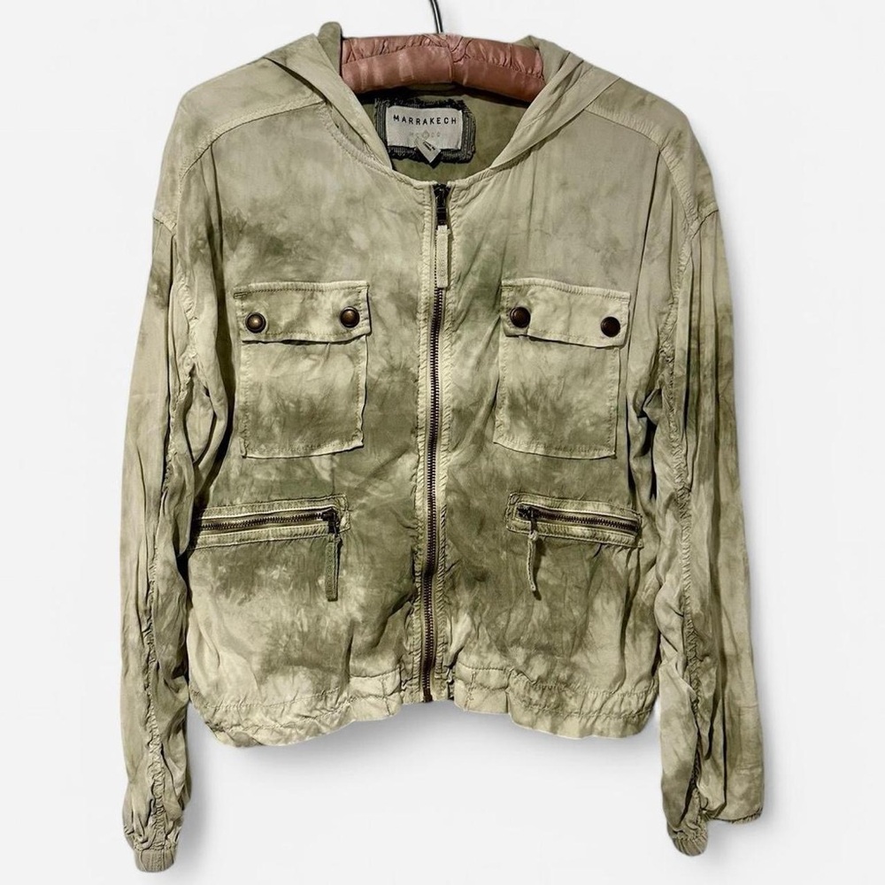 Anthropologie Marrakech Green Tie Dye Bomber Jacket XS